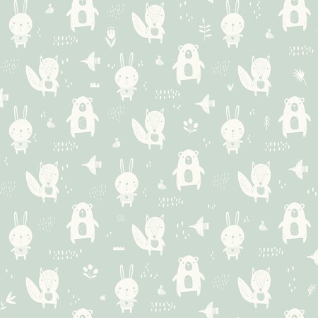 Manhattan Comfort Harrison Bitsy Mint Woodland 33 ft L X 209 in W Wallpaper BR4060-91304